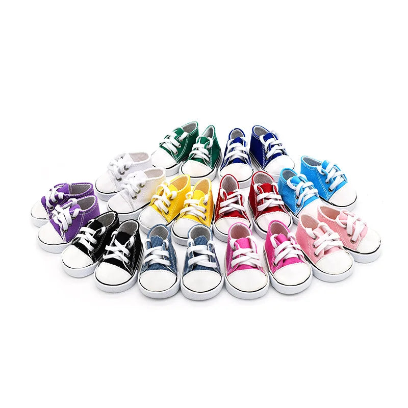 7cm Sneakers Fits 18Inch American Girl Doll, 17inch 43cm Baby Doll Shoes, 45cm Our Generation Girl Doll Accessories