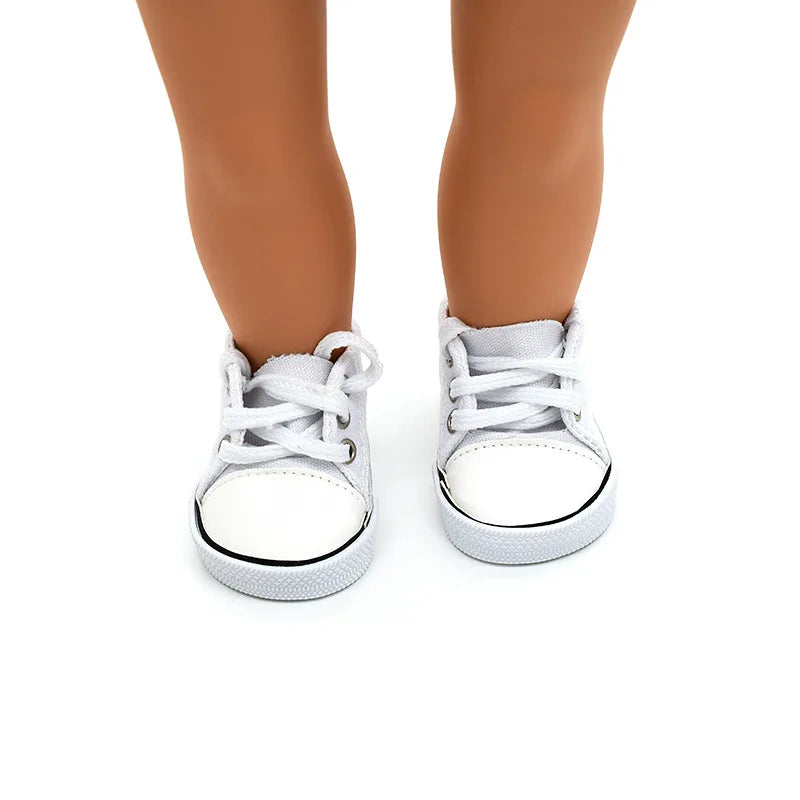 7cm Sneakers Fits 18Inch American Girl Doll, 17inch 43cm Baby Doll Shoes, 45cm Our Generation Girl Doll Accessories