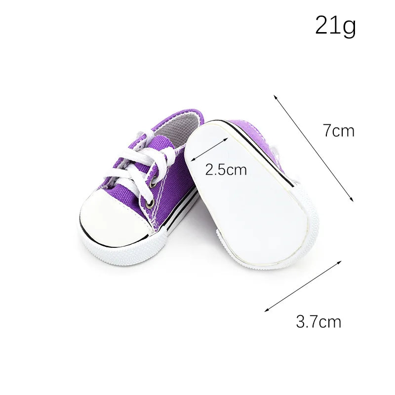7cm Sneakers Fits 18Inch American Girl Doll, 17inch 43cm Baby Doll Shoes, 45cm Our Generation Girl Doll Accessories