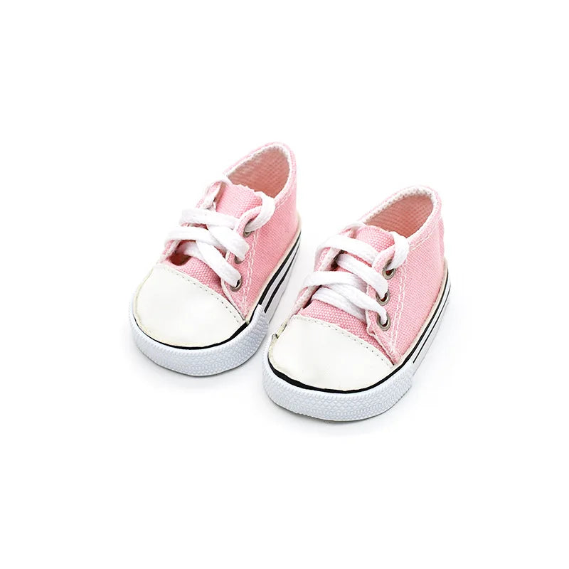 7cm Sneakers Fits 18Inch American Girl Doll, 17inch 43cm Baby Doll Shoes, 45cm Our Generation Girl Doll Accessories