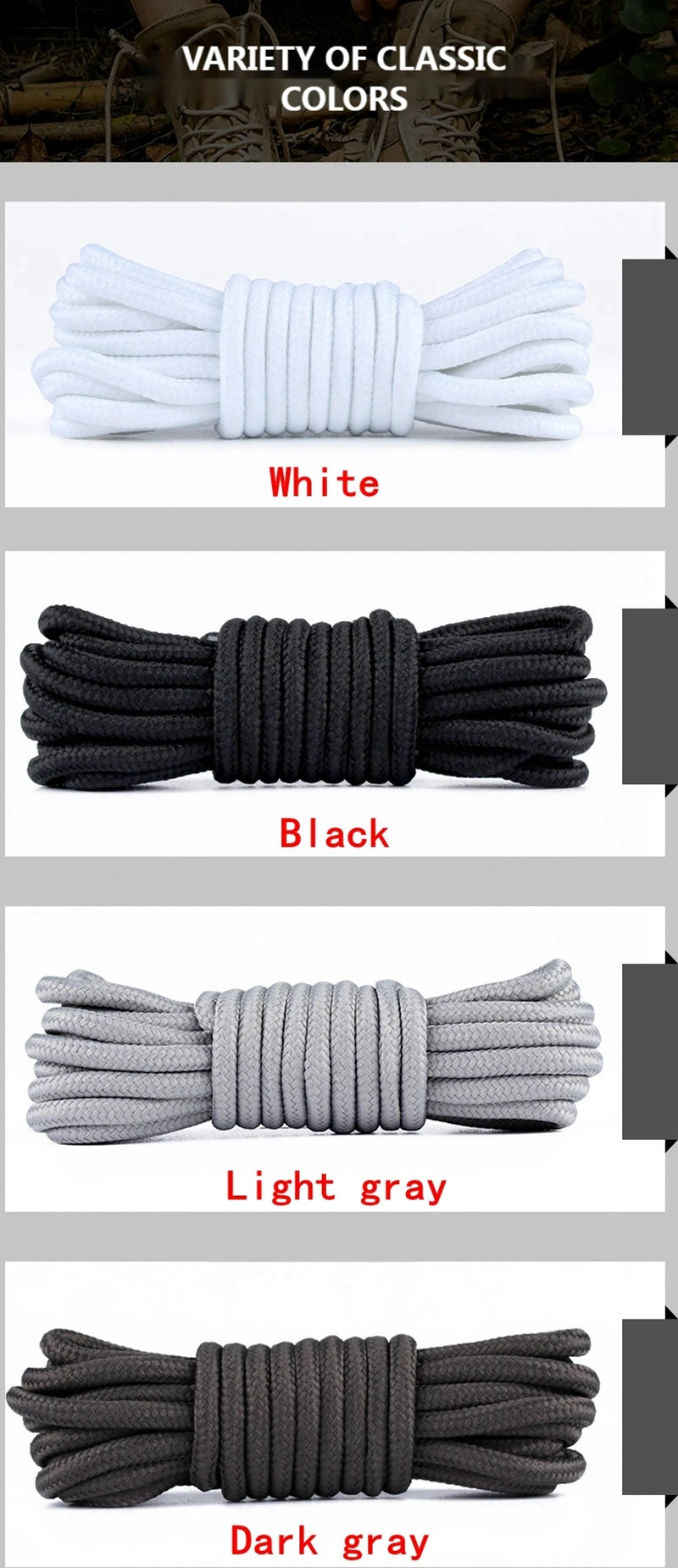 21 Colors Round Shoe Laces Polyester Solid Shoelaces Outdoor Leisure Sneakers Boots Shoes Lace 70cm/90cm/120cm/150cm 1 Pair