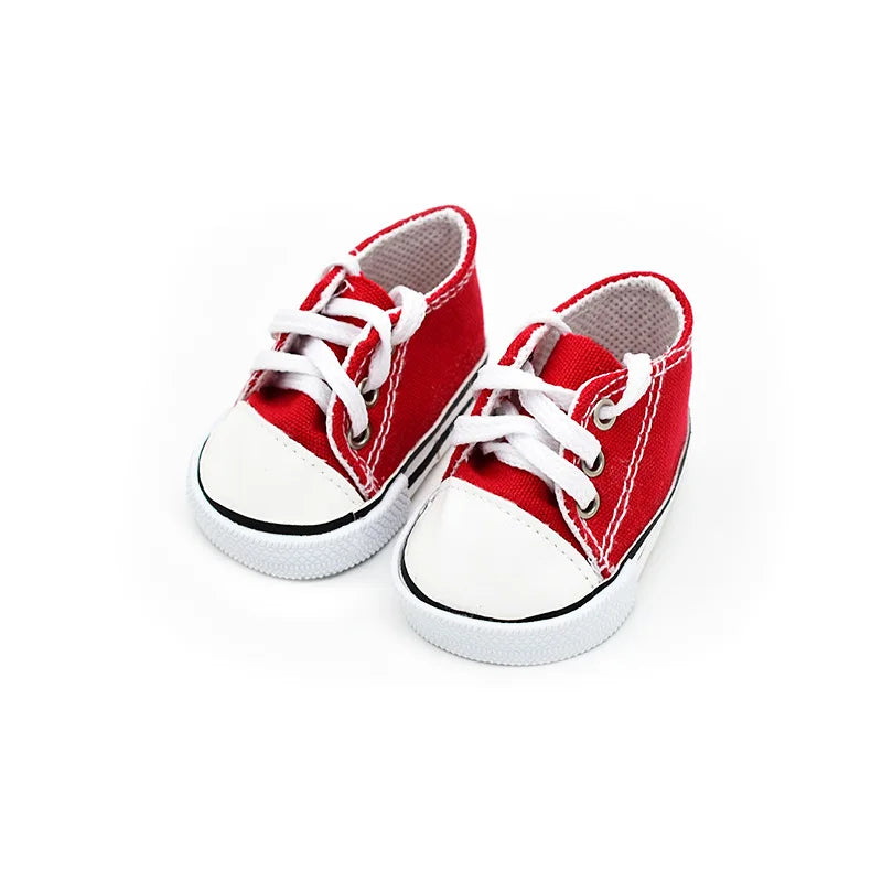 7cm Sneakers Fits 18Inch American Girl Doll, 17inch 43cm Baby Doll Shoes, 45cm Our Generation Girl Doll Accessories