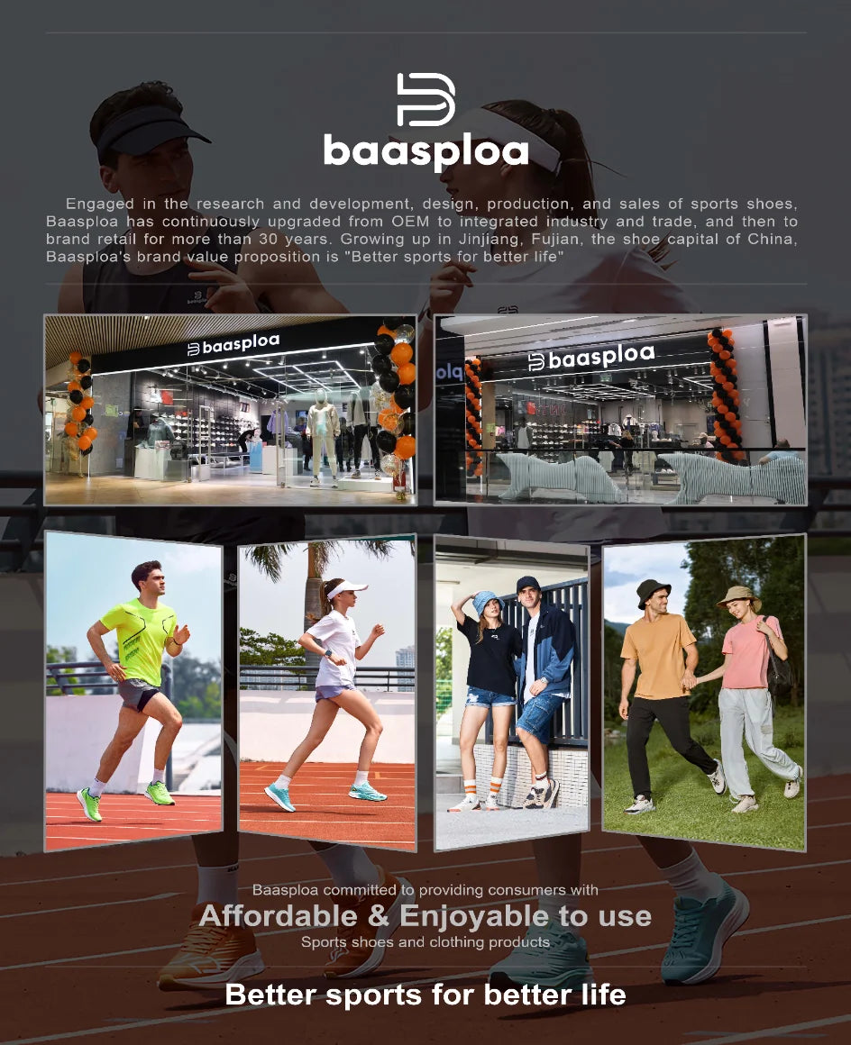 Baasploa Lightweight Running Shoes For Men 2023 Men's Designer Mesh Casual Sneakers Lace-Up Male Outdoor Sports Tennis Shoe