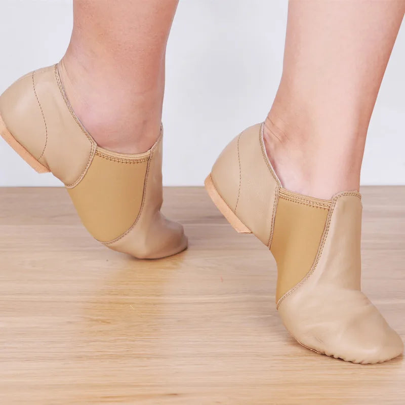Genuine Leather Jazz Dance Shoes Tan Black Antiskid Sole ballet Shoes High Quality Adults Dance Sneakers For Girls Women