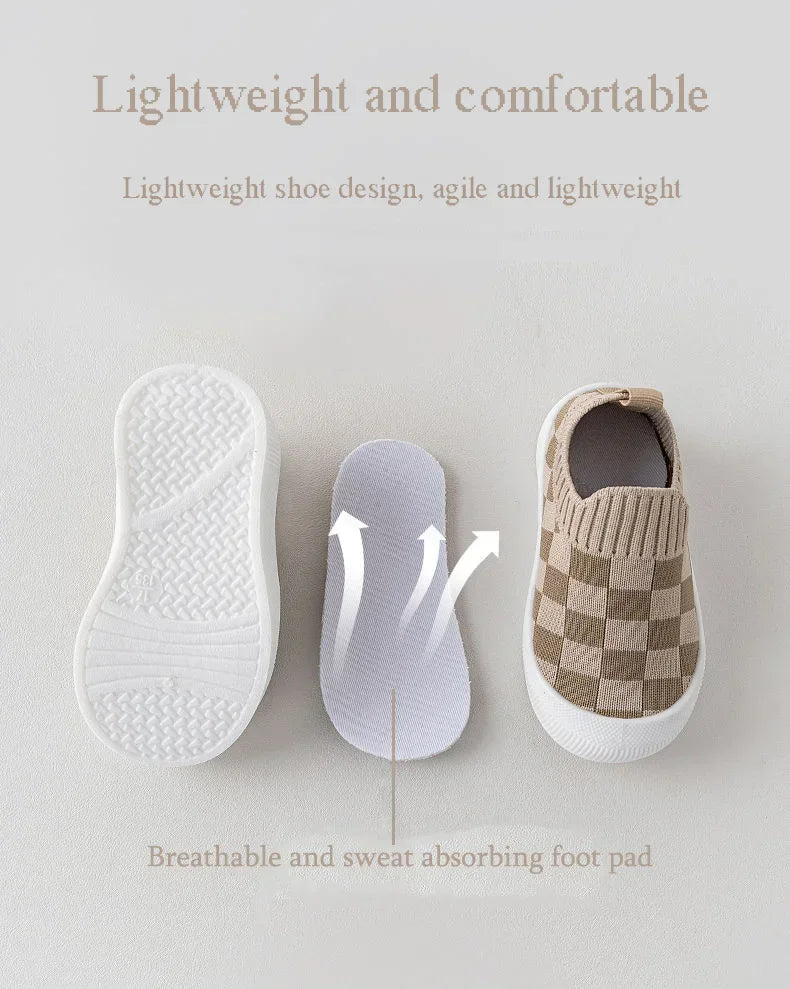 2025 Spring New Slip-on Toddler Shoes Baby First Walkers Boys Girls Autumn Non-Slip Classic Plaid Sneakers Sport Shoes