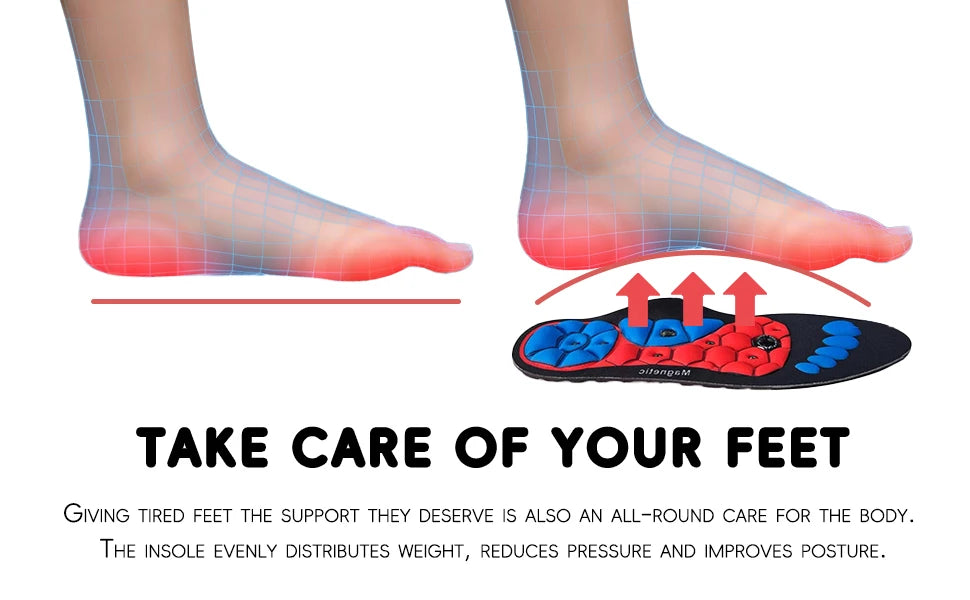 1Pair Acupressure Magnetic Therapy Insoles Slimming Breathable Running Shoes Cushion Feet Health Care Arch Support Sport Insoles