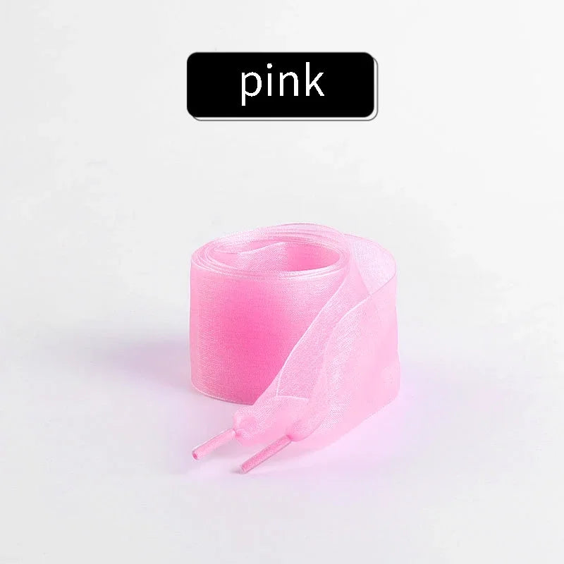New 4CM Width Flat Silk Shoelace Chiffon Yarn Shoelaces Sneakers Rope Shoe Laces for Shoes 100/120/140/160CM Shoes Accessories