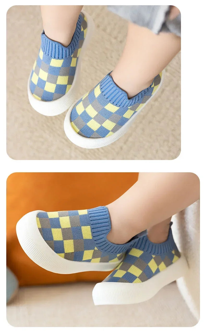 2025 Spring New Slip-on Toddler Shoes Baby First Walkers Boys Girls Autumn Non-Slip Classic Plaid Sneakers Sport Shoes