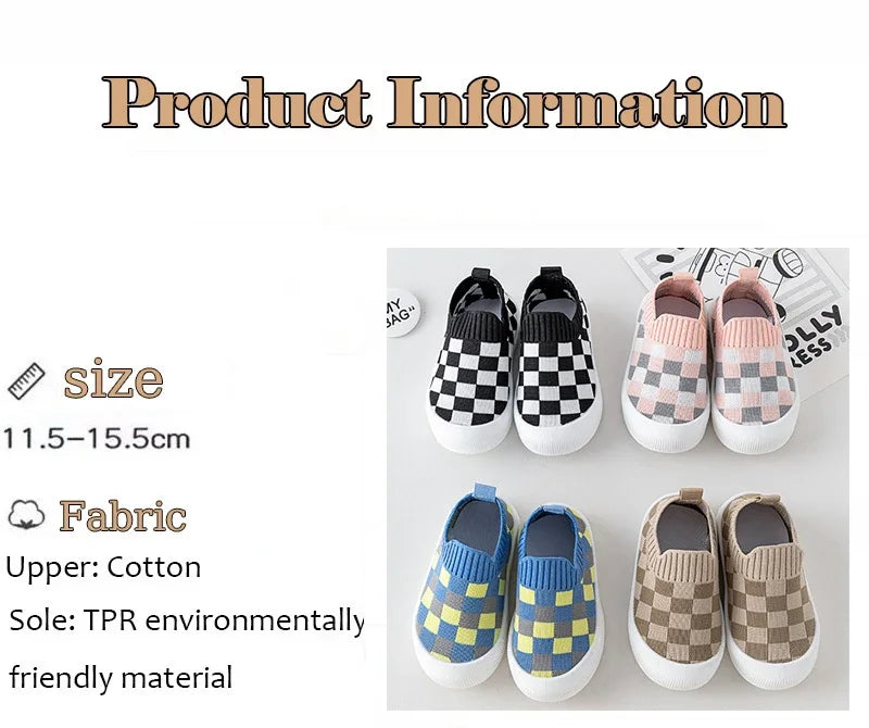 2025 Spring New Slip-on Toddler Shoes Baby First Walkers Boys Girls Autumn Non-Slip Classic Plaid Sneakers Sport Shoes
