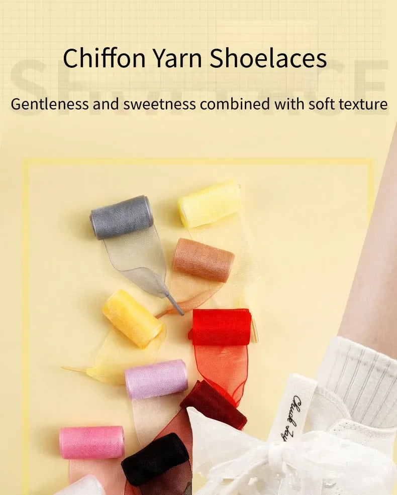 New 4CM Width Flat Silk Shoelace Chiffon Yarn Shoelaces Sneakers Rope Shoe Laces for Shoes 100/120/140/160CM Shoes Accessories