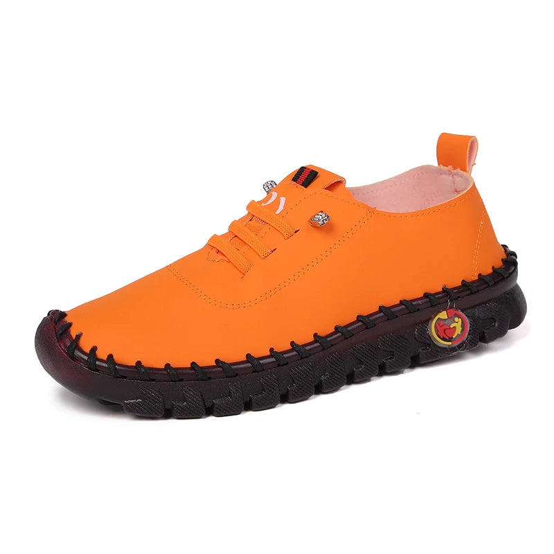 Sneakers Women Shoes Loafers Lace Up Leather Flat New Spring Ladies Casual Shoes Outdoor Travel and Walking Women Shoes