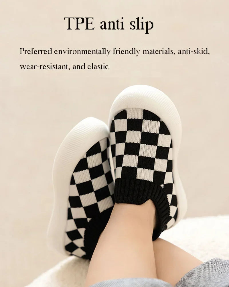 2025 Spring New Slip-on Toddler Shoes Baby First Walkers Boys Girls Autumn Non-Slip Classic Plaid Sneakers Sport Shoes