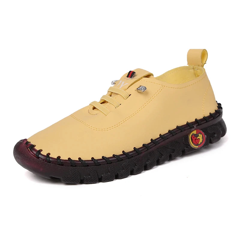 Sneakers Women Shoes Loafers Lace Up Leather Flat New Spring Ladies Casual Shoes Outdoor Travel and Walking Women Shoes