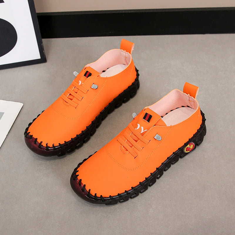 Sneakers Women Shoes Loafers Lace Up Leather Flat New Spring Ladies Casual Shoes Outdoor Travel and Walking Women Shoes
