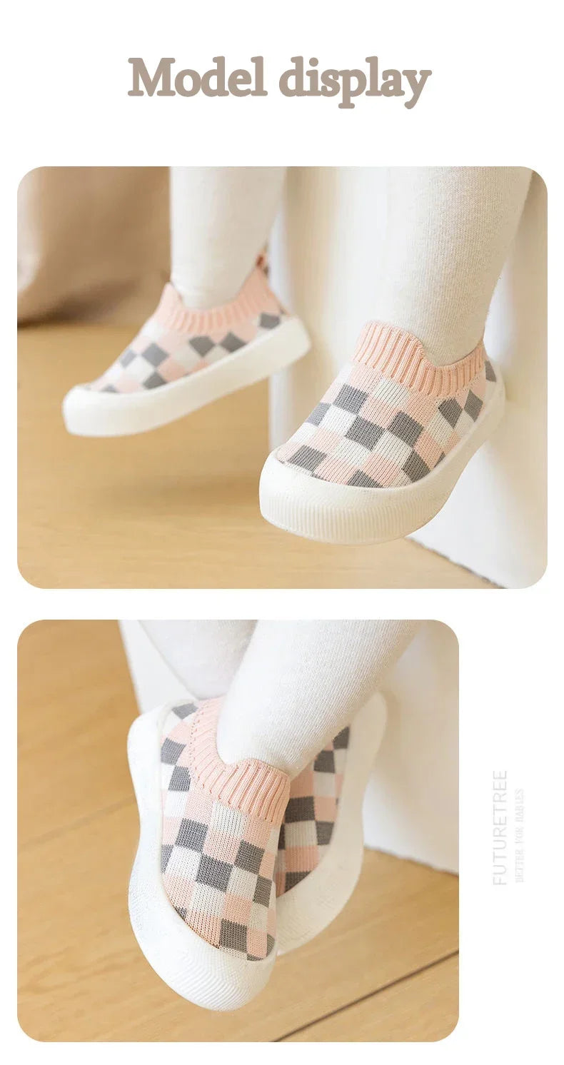2025 Spring New Slip-on Toddler Shoes Baby First Walkers Boys Girls Autumn Non-Slip Classic Plaid Sneakers Sport Shoes