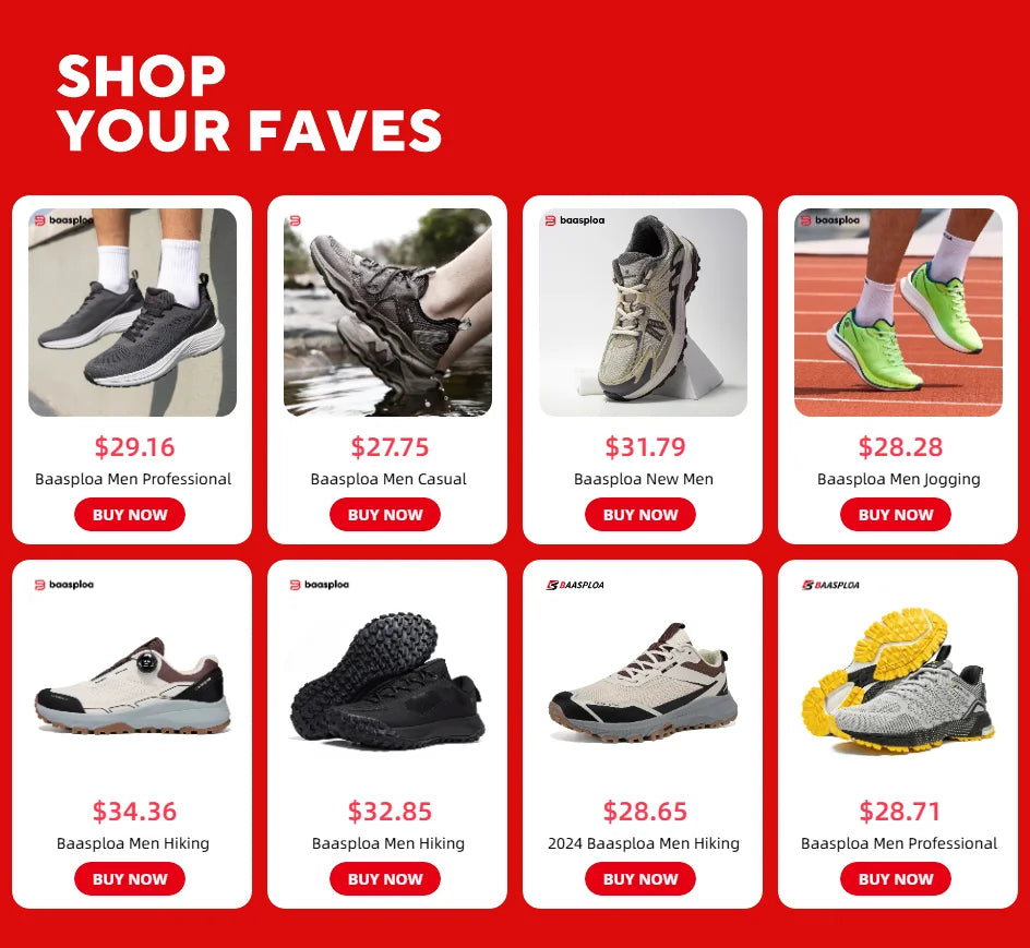 Baasploa Lightweight Running Shoes For Men 2023 Men's Designer Mesh Casual Sneakers Lace-Up Male Outdoor Sports Tennis Shoe