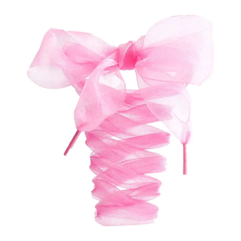 New 4CM Width Flat Silk Shoelace Chiffon Yarn Shoelaces Sneakers Rope Shoe Laces for Shoes 100/120/140/160CM Shoes Accessories