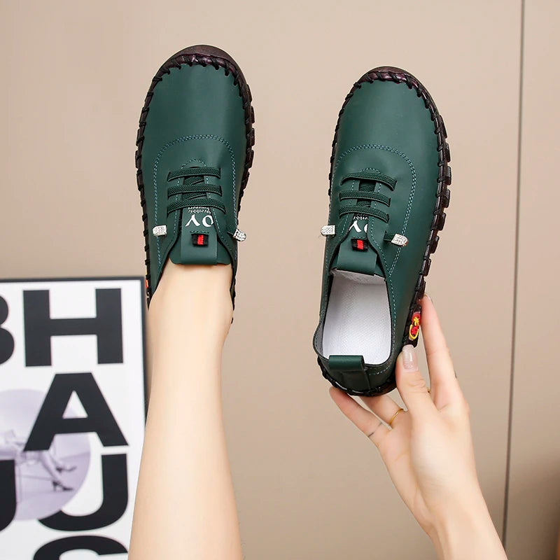 Sneakers Women Shoes Loafers Lace Up Leather Flat New Spring Ladies Casual Shoes Outdoor Travel and Walking Women Shoes