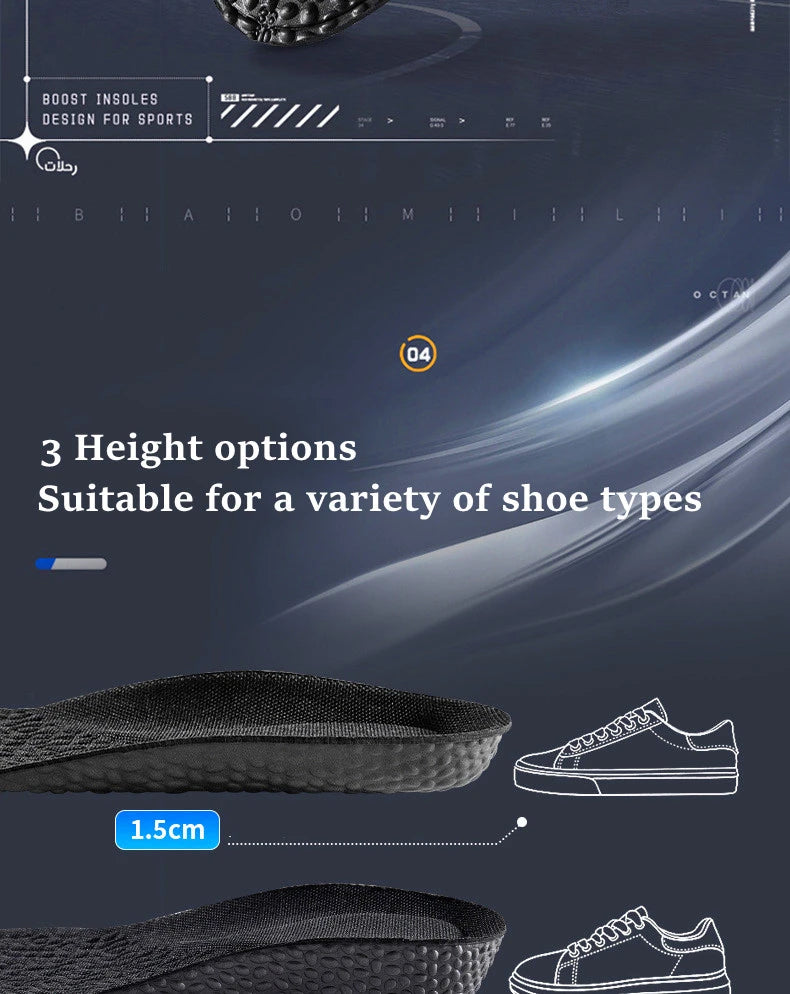 NEW Height Increase Templates Sports Shock Absorption Insoles for Feet Deodorant Orthopedic Insole for Shoes Men Women Shoe Sole