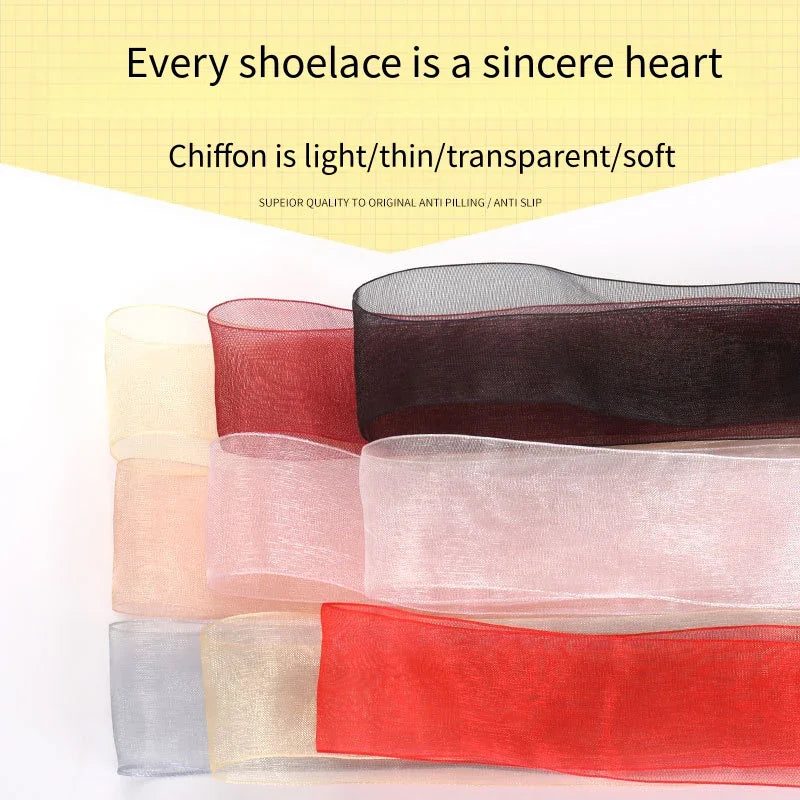New 4CM Width Flat Silk Shoelace Chiffon Yarn Shoelaces Sneakers Rope Shoe Laces for Shoes 100/120/140/160CM Shoes Accessories